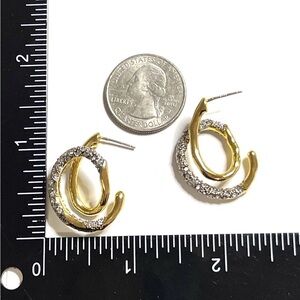 NEW Alexis Bittar Solanales Twisted Orbit Earrings Gold Silver C Z  F06